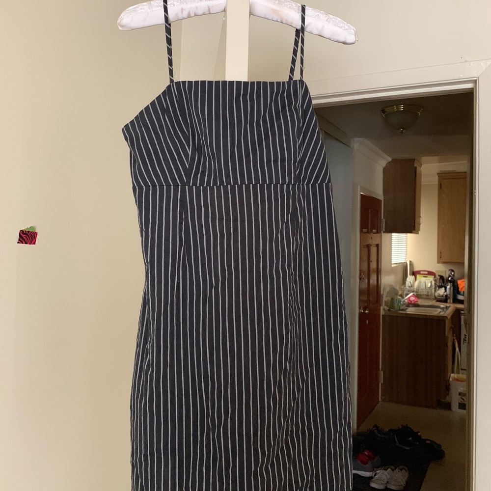 Kendall + Kylie black vertical striped dress